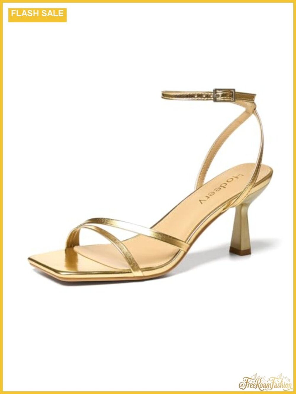 Strappy Heels for Women Square Open Toe 2.7 Inch